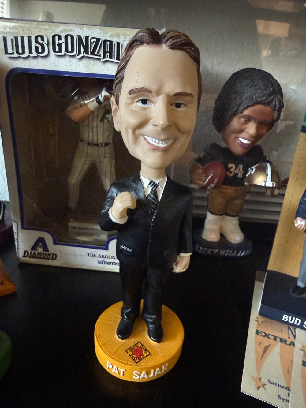 Pat Sajak Bobblehead - Black Suit, Tan Base | Collector Piece